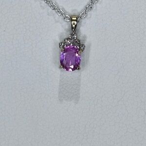 Elegant 14k Pink Sapphire and diamond  Pendant Necklace and matching earrings
